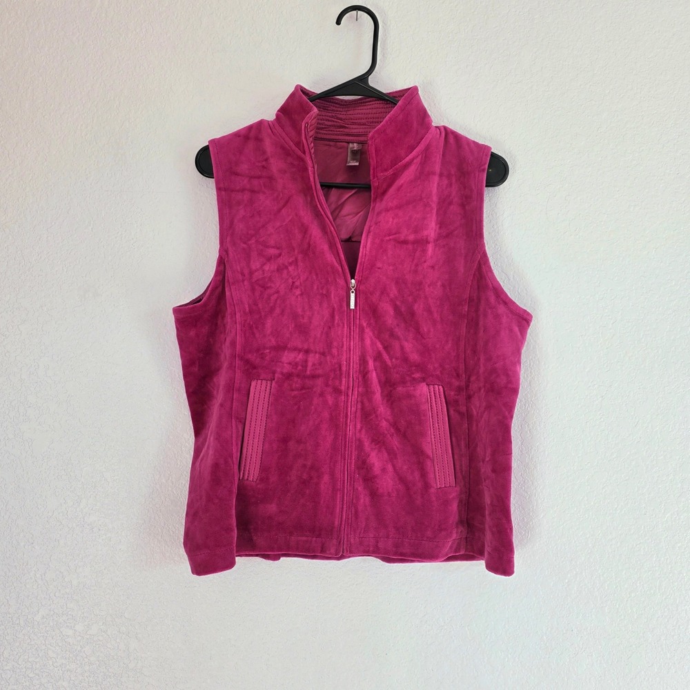White Stag Womens Pink Zip Up Velour Vest Size S 4 6 - Picture 4 of 12